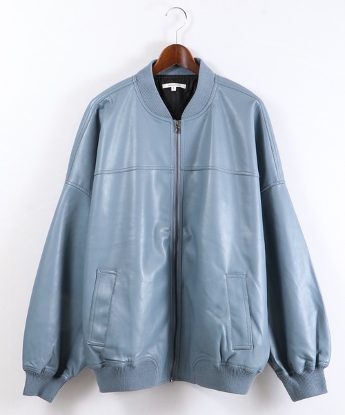 SUGGESTION(サジェッション)の「【SUGGESTION】PUバルーンシルエットボリュームスリーブボマージャケット(MA-1・メンズ・ブラック/アイボリー/グレイッシュブルー・M/L)」の13枚目の写真