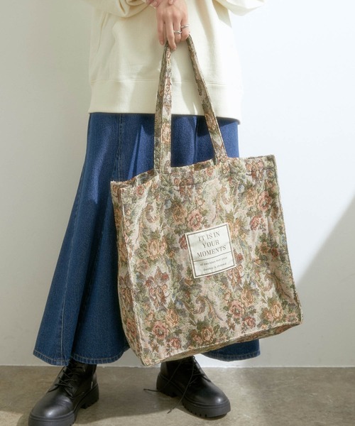 VIS（ビス）の「【A4対応】たっぷり入る、ゴブランジャガードトートバッグ（トートバッグ・レディース・ベージュ系その他/ブルー系その他5・FREE）」の8枚目の写真