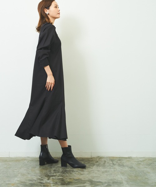 HERENCIA（ヘレンチア）の「裾マチ入り コットンツイル バンド マーメイド ロング ワンピース（ワンピース・レディース・カーキ/ブラック/パープル/ベージュ・MEDIUM）」の6枚目の写真