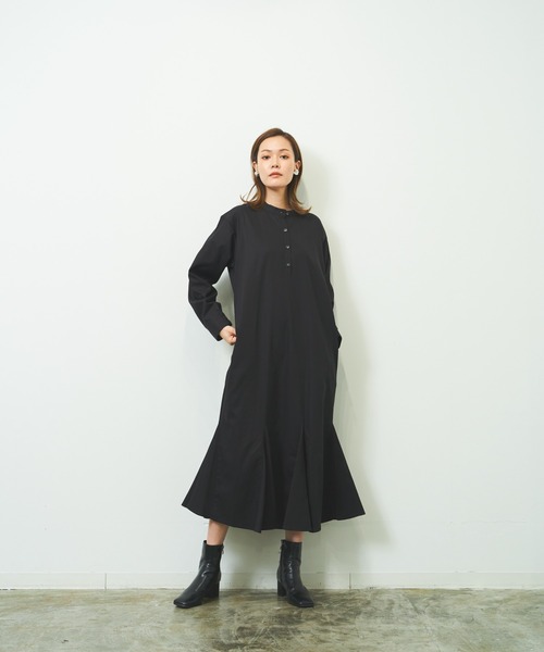 HERENCIA（ヘレンチア）の「裾マチ入り コットンツイル バンド マーメイド ロング ワンピース（ワンピース・レディース・カーキ/ブラック/パープル/ベージュ・MEDIUM）」の9枚目の写真