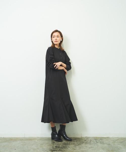 HERENCIA（ヘレンチア）の「裾マチ入り コットンツイル バンド マーメイド ロング ワンピース（ワンピース・レディース・カーキ/ブラック/パープル/ベージュ・MEDIUM）」の7枚目の写真