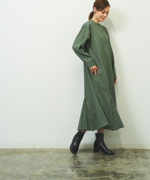 HERENCIA（ヘレンチア）の「裾マチ入り コットンツイル バンド マーメイド ロング ワンピース（ワンピース・レディース・カーキ/ブラック/パープル/ベージュ・MEDIUM）」の13枚目の写真