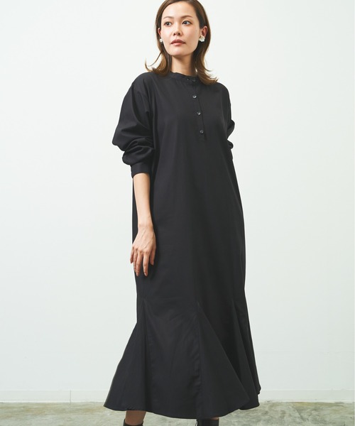 HERENCIA（ヘレンチア）の「裾マチ入り コットンツイル バンド マーメイド ロング ワンピース（ワンピース・レディース・カーキ/ブラック/パープル/ベージュ・MEDIUM）」の8枚目の写真
