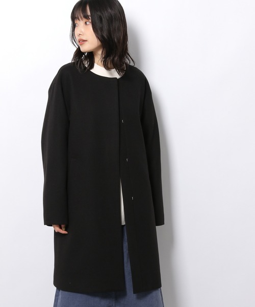 LAKOLE（ラコレ）の「ウーリーテックラウンドカラーハーフコート / 953531（ノーカラーコート・レディース・ライトグレー/ブラック/ライトベージュ・SMALL/MEDIUM）」の10枚目の写真