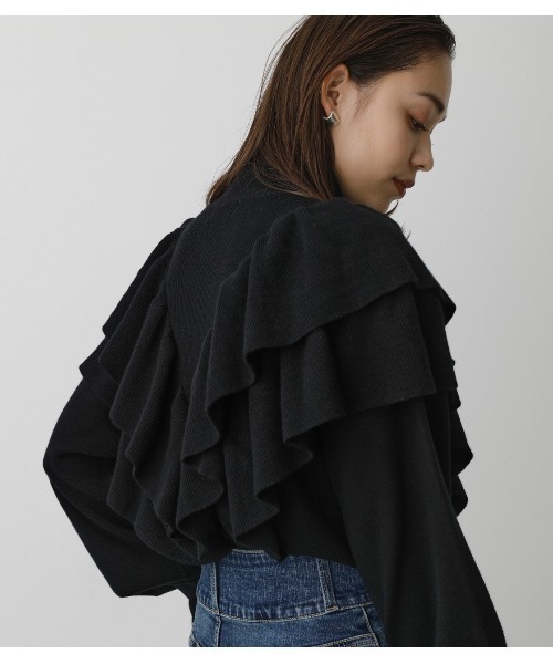 AZUL by moussy(アズールバイマウジー)の「BIG FRILL KNIT TOPS/ビックフリルニットトップス(ニット/セーター・レディース・ブラック/ブラウン/グレー・SMALL/MEDIUM)」の10枚目の写真
