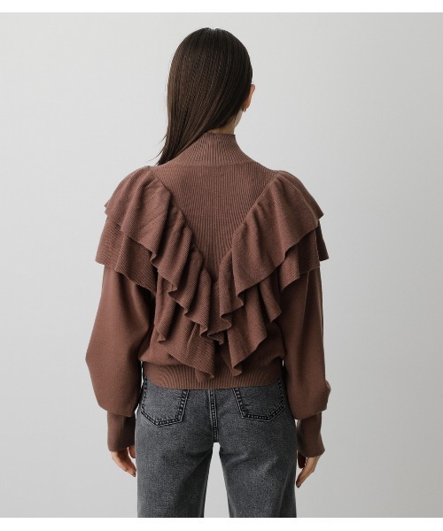 AZUL by moussy(アズールバイマウジー)の「BIG FRILL KNIT TOPS/ビックフリルニットトップス(ニット/セーター・レディース・ブラック/ブラウン/グレー・SMALL/MEDIUM)」の5枚目の写真
