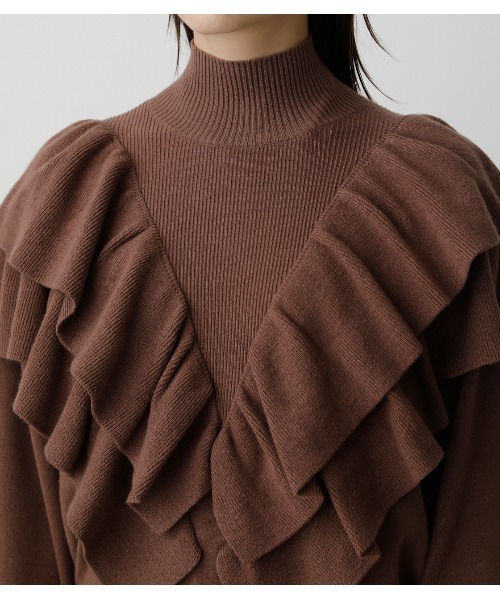 AZUL by moussy(アズールバイマウジー)の「BIG FRILL KNIT TOPS/ビックフリルニットトップス(ニット/セーター・レディース・ブラック/ブラウン/グレー・SMALL/MEDIUM)」の15枚目の写真