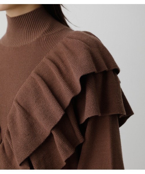 AZUL by moussy(アズールバイマウジー)の「BIG FRILL KNIT TOPS/ビックフリルニットトップス(ニット/セーター・レディース・ブラック/ブラウン/グレー・SMALL/MEDIUM)」の22枚目の写真