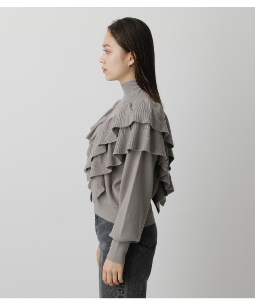 AZUL by moussy(アズールバイマウジー)の「BIG FRILL KNIT TOPS/ビックフリルニットトップス(ニット/セーター・レディース・ブラック/ブラウン/グレー・SMALL/MEDIUM)」の6枚目の写真