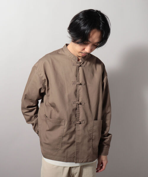GLOSTER(グロスター)の「【GLOSTER/グロスター】ショート丈チャイナブルゾン カンフーシャツ(ブルゾン・メンズ・ベージュ/グレー/ブラック・LARGE/MEDIUM)」の1枚目の写真