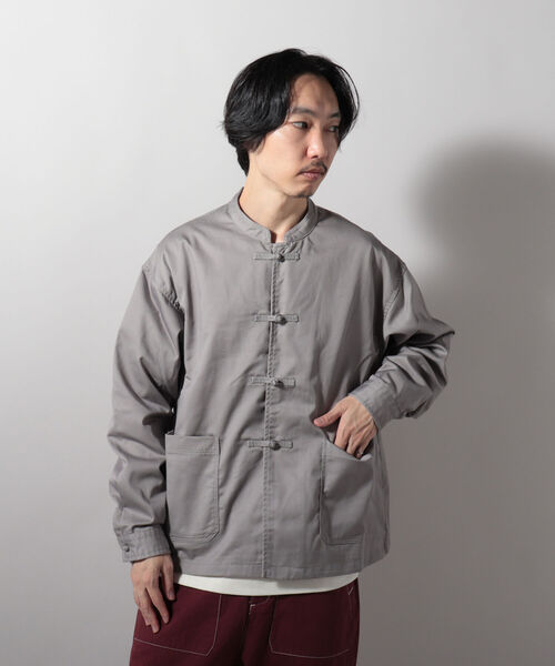GLOSTER(グロスター)の「【GLOSTER/グロスター】ショート丈チャイナブルゾン カンフーシャツ(ブルゾン・メンズ・ベージュ/グレー/ブラック・LARGE/MEDIUM)」の3枚目の写真