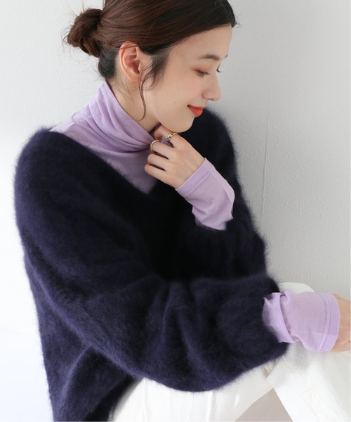 Spick & Span（スピックアンドスパン）の「【MIJEONG PARK】ロールネックジャージートップ◆（Tシャツ/カットソー・レディース・グリーン/パープル/アイボリー/ネイビー・SMALL）」の18枚目の写真