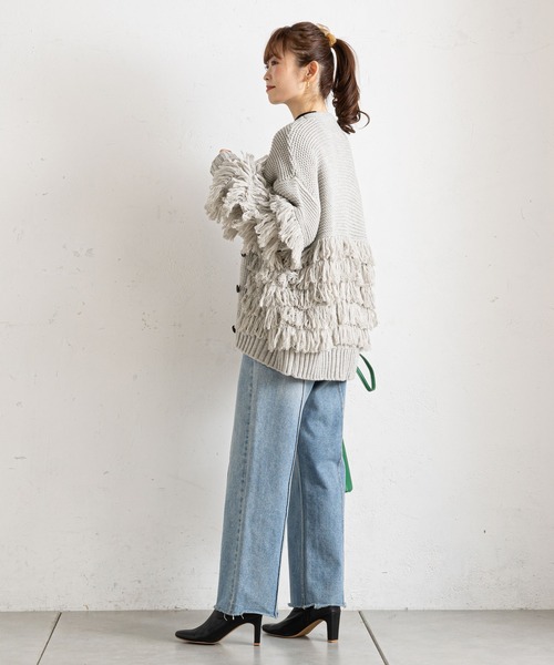 prose verse（プロズヴェール）の「フリンジカーデ×ニットスカートセットアップ（カーディガン/ボレロ・レディース・アイボリー/グレー/ネイビー・ﾌﾘ-）」の7枚目の写真