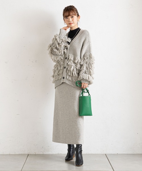 prose verse（プロズヴェール）の「フリンジカーデ×ニットスカートセットアップ（カーディガン/ボレロ・レディース・アイボリー/グレー/ネイビー・ﾌﾘ-）」の5枚目の写真