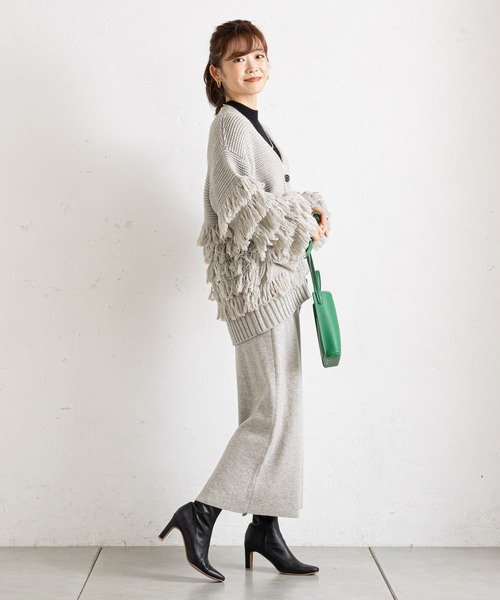prose verse（プロズヴェール）の「フリンジカーデ×ニットスカートセットアップ（カーディガン/ボレロ・レディース・アイボリー/グレー/ネイビー・ﾌﾘ-）」の17枚目の写真
