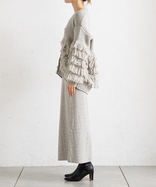prose verse（プロズヴェール）の「フリンジカーデ×ニットスカートセットアップ（カーディガン/ボレロ・レディース・アイボリー/グレー/ネイビー・ﾌﾘ-）」の14枚目の写真