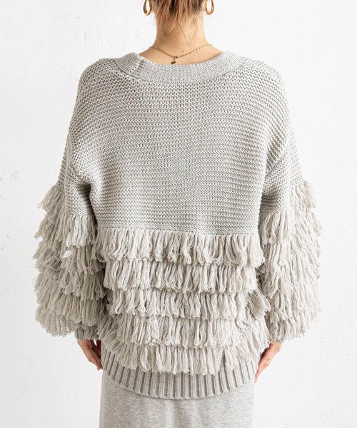 prose verse（プロズヴェール）の「フリンジカーデ×ニットスカートセットアップ（カーディガン/ボレロ・レディース・アイボリー/グレー/ネイビー・ﾌﾘ-）」の20枚目の写真