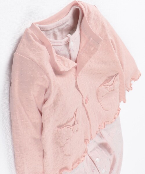 BRANSHES（ブランシェス）の「ポケットリボンカーディガン（カーディガン/ボレロ・キッズ・ピンク/アイボリー・FREE）」の8枚目の写真