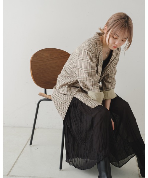 Kastane（カスタネ）の「チェックジャガードジャケット（テーラードジャケット・レディース・グリーン系その他/ライトベージュ/アイボリー・FREE）」の21枚目の写真