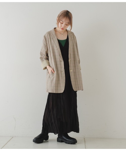Kastane（カスタネ）の「チェックジャガードジャケット（テーラードジャケット・レディース・グリーン系その他/ライトベージュ/アイボリー・FREE）」の22枚目の写真