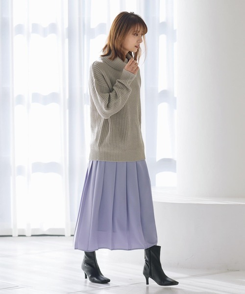 KOBE LETTUCE（コウベレタス）の「ウエストゴムワイドプリーツスカート（スカート・レディース・ベージュ/カーキ/ラベンダー/ピンク系・FREE）」の10枚目の写真