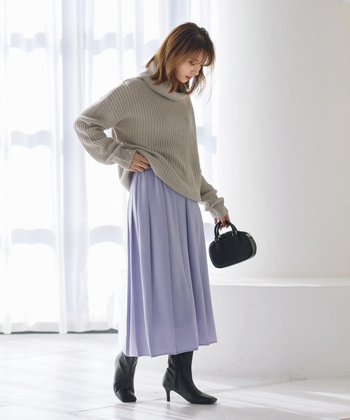 KOBE LETTUCE（コウベレタス）の「ウエストゴムワイドプリーツスカート（スカート・レディース・ベージュ/カーキ/ラベンダー/ピンク系・FREE）」の9枚目の写真