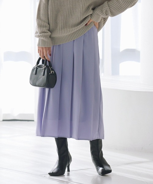 KOBE LETTUCE（コウベレタス）の「ウエストゴムワイドプリーツスカート（スカート・レディース・ベージュ/カーキ/ラベンダー/ピンク系・FREE）」の12枚目の写真