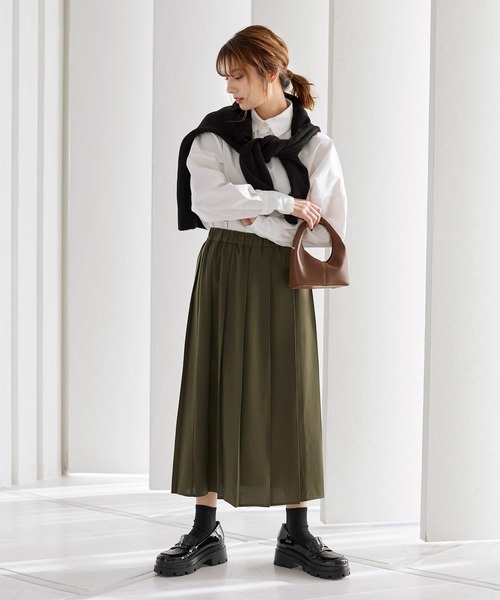 KOBE LETTUCE（コウベレタス）の「ウエストゴムワイドプリーツスカート（スカート・レディース・ベージュ/カーキ/ラベンダー/ピンク系・FREE）」の13枚目の写真