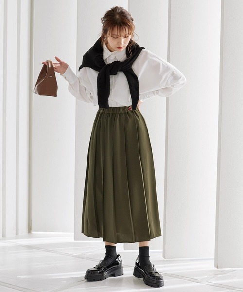 KOBE LETTUCE（コウベレタス）の「ウエストゴムワイドプリーツスカート（スカート・レディース・ベージュ/カーキ/ラベンダー/ピンク系・FREE）」の5枚目の写真