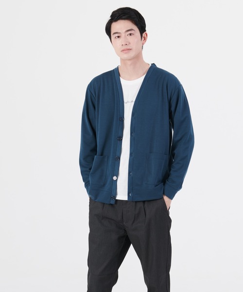 Blue Standard （ブルースタンダード）の「【BLUE STANDARD/ブルースタンダード】ダンボールボタンカーディガン　Ｔシャツ　２点セット（カーディガン/ボレロ・メンズ・ブラック/ベージュ/グレー/グリーン・MEDIUM/LARGE/X-LARGE）」の3枚目の写真