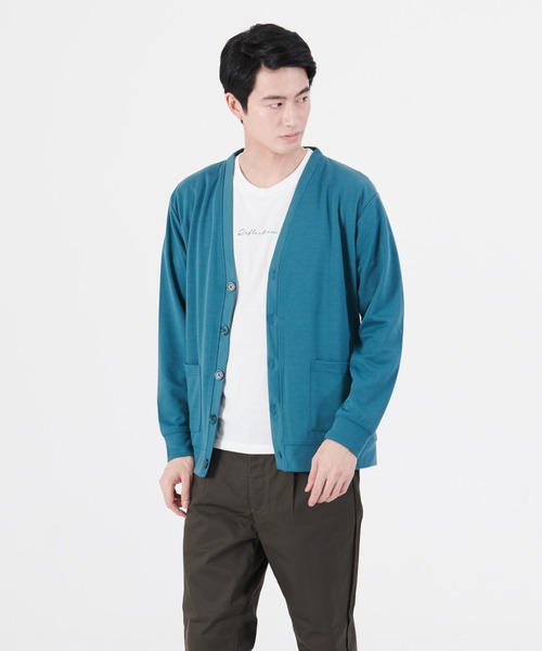 Blue Standard （ブルースタンダード）の「【BLUE STANDARD/ブルースタンダード】ダンボールボタンカーディガン　Ｔシャツ　２点セット（カーディガン/ボレロ・メンズ・ブラック/ベージュ/グレー/グリーン・MEDIUM/LARGE/X-LARGE）」の4枚目の写真