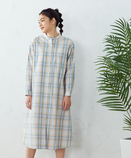 COMME CA ISM(コムサイズム)の「チェック柄 シャツワンピース(シャツワンピース・レディース・ブルー系/オレンジ系/オレンジ/ブルー・MEDIUM/LARGE)」の3枚目の写真