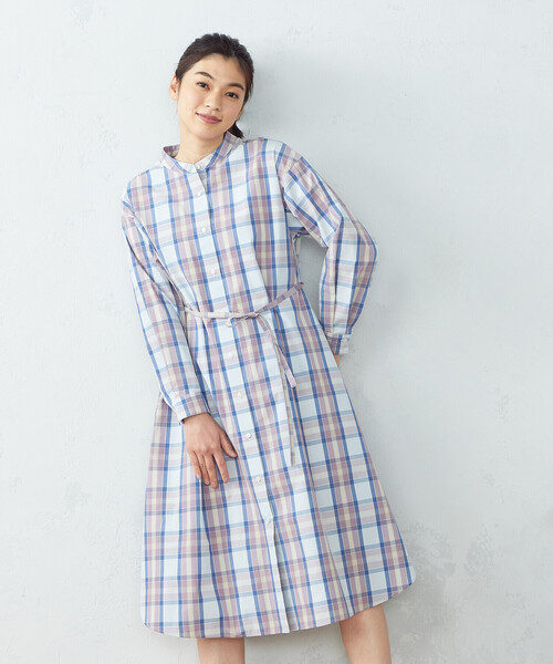 COMME CA ISM(コムサイズム)の「チェック柄 シャツワンピース(シャツワンピース・レディース・ブルー系/オレンジ系/オレンジ/ブルー・MEDIUM/LARGE)」の6枚目の写真