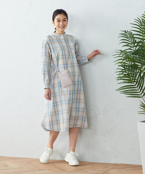 COMME CA ISM(コムサイズム)の「チェック柄 シャツワンピース(シャツワンピース・レディース・ブルー系/オレンジ系/オレンジ/ブルー・MEDIUM/LARGE)」の7枚目の写真