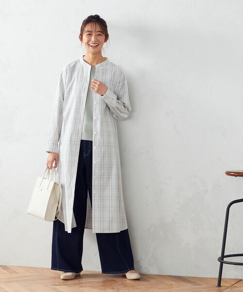 COMME CA ISM(コムサイズム)の「チェック柄 シャツワンピース(シャツワンピース・レディース・ブルー系/オレンジ系/オレンジ/ブルー・MEDIUM/LARGE)」の8枚目の写真