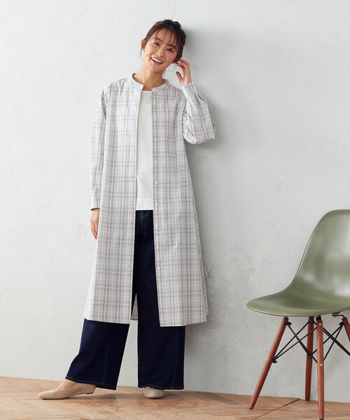 COMME CA ISM(コムサイズム)の「チェック柄 シャツワンピース(シャツワンピース・レディース・ブルー系/オレンジ系/オレンジ/ブルー・MEDIUM/LARGE)」の11枚目の写真