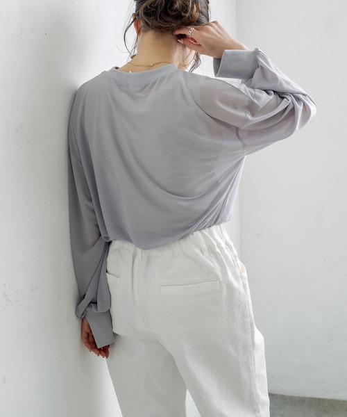 PUAL CE CIN(ピュアルセシン)の「【WEB限定】シアープルオーバー(Tシャツ/カットソー・レディース・ブラック/ラベンダー/グレイッシュベージュ・FREE)」の4枚目の写真