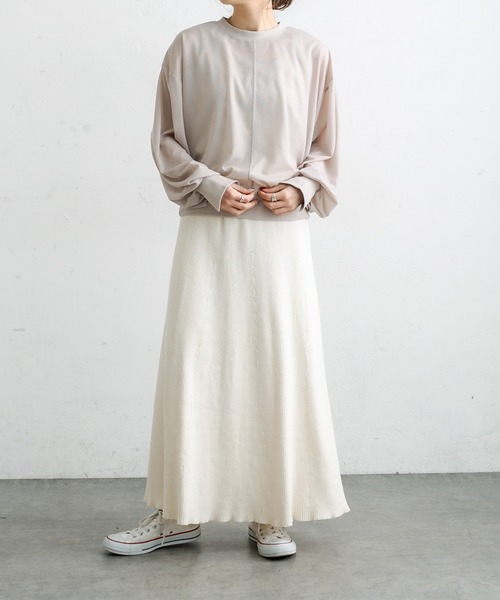 PUAL CE CIN(ピュアルセシン)の「【WEB限定】シアープルオーバー(Tシャツ/カットソー・レディース・ブラック/ラベンダー/グレイッシュベージュ・FREE)」の7枚目の写真