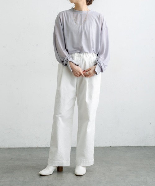 PUAL CE CIN(ピュアルセシン)の「【WEB限定】シアープルオーバー(Tシャツ/カットソー・レディース・ブラック/ラベンダー/グレイッシュベージュ・FREE)」の5枚目の写真