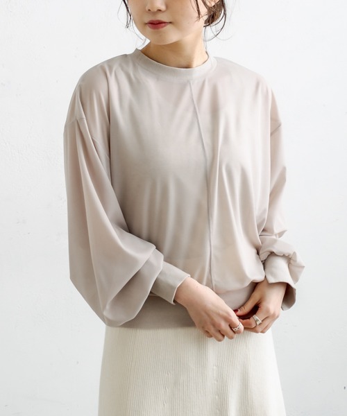 PUAL CE CIN(ピュアルセシン)の「【WEB限定】シアープルオーバー(Tシャツ/カットソー・レディース・ブラック/ラベンダー/グレイッシュベージュ・FREE)」の19枚目の写真
