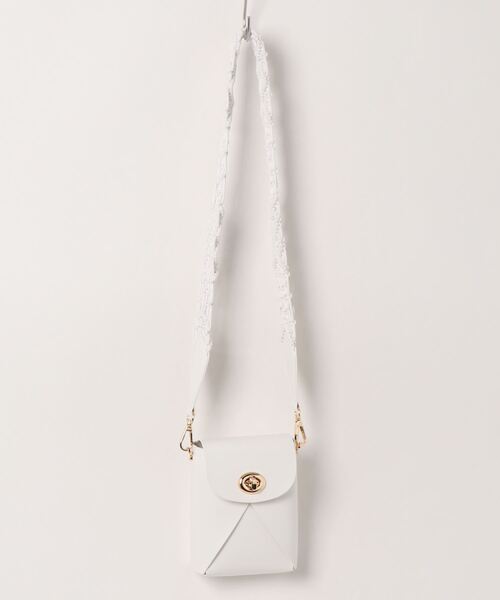 N.（N. Natural Beauty Basic）（エヌエヌナチュラルビューティーベーシック）の「マクラメショルダーミニバッグ（ショルダーバッグ・レディース・ホワイト/グリーン・ﾌﾘ-）」の6枚目の写真