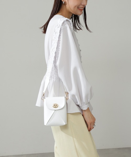 N.（N. Natural Beauty Basic）（エヌエヌナチュラルビューティーベーシック）の「マクラメショルダーミニバッグ（ショルダーバッグ・レディース・ホワイト/グリーン・ﾌﾘ-）」の7枚目の写真