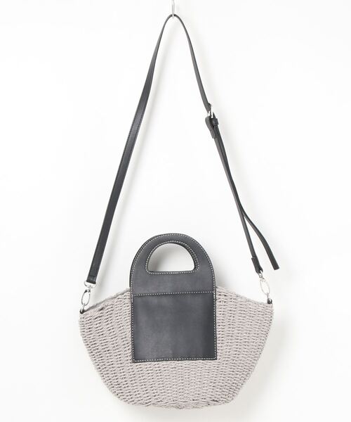 Q（キュー）の「くり手カゴバッグ（かごバッグ・レディース・ライトグレー/ブラウン・ONE SIZE）」の6枚目の写真