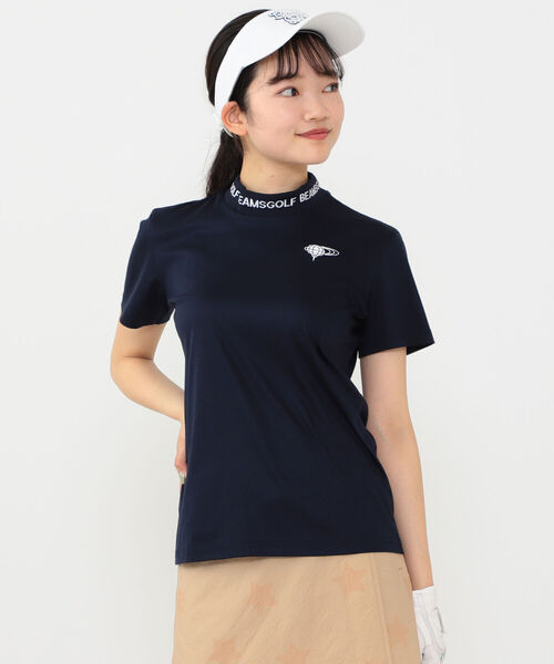 BEAMS GOLF ORANGE LABEL / 襟ロゴ モックネックシャツ