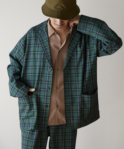 JOURNAL STANDARD relume(ジャーナルスタンダード レリューム)の「【ジャケット+パンツの2点SET】リラックスオーバーサイズセットアップ(シャツ/ブラウス・メンズ・ベージュ/ネイビー/グリーン・SMALL/MEDIUM/LARGE)」の6枚目の写真