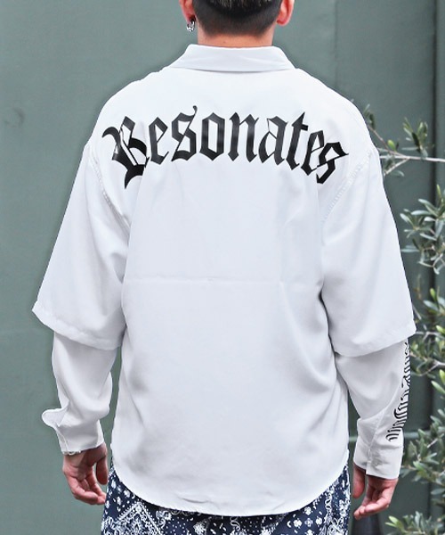 LUXSTYLE(ラグスタイル)の「フェイクレイヤードランダムロゴ長袖シャツ(シャツ/ブラウス・メンズ・ブラック/オフホワイト・M/L)」の16枚目の写真