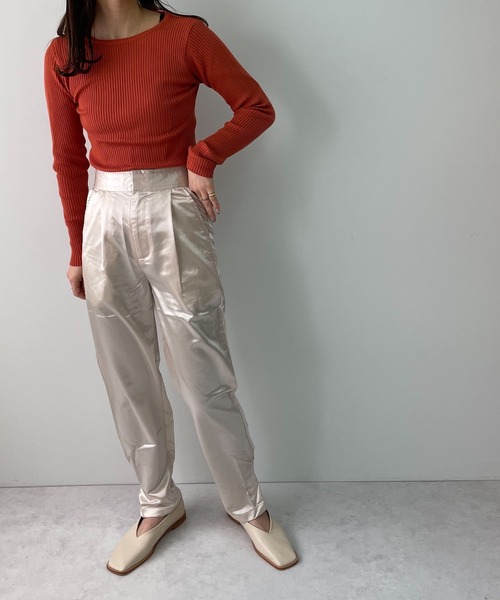 LE MORE(リモア)の「ヘムデザインサテンパンツ(その他パンツ・レディース・ベージュ/オレンジ/グリーン・S/M)」の10枚目の写真