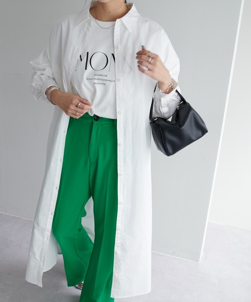 DISCOAT（ディスコート）の「ストライプシャツワンピース（シャツワンピース・レディース・サックスブルー/ピンク/オフホワイト/ネイビー/グリーン・FREE）」の21枚目の写真