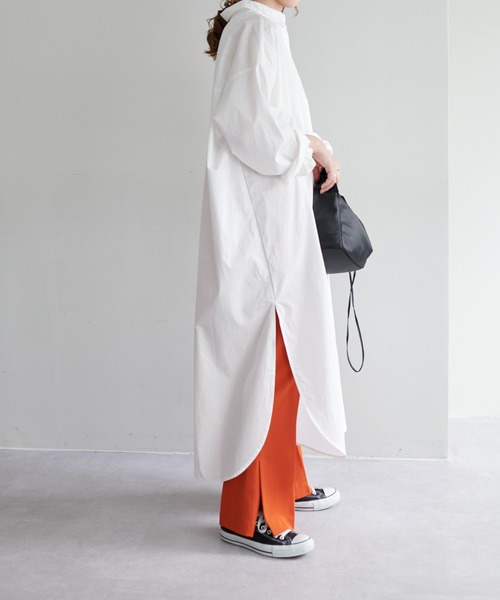 DISCOAT（ディスコート）の「ストライプシャツワンピース（シャツワンピース・レディース・サックスブルー/ピンク/オフホワイト/ネイビー/グリーン・FREE）」の10枚目の写真