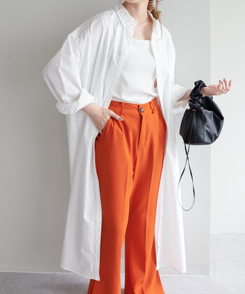 DISCOAT（ディスコート）の「ストライプシャツワンピース（シャツワンピース・レディース・サックスブルー/ピンク/オフホワイト/ネイビー/グリーン・FREE）」の13枚目の写真